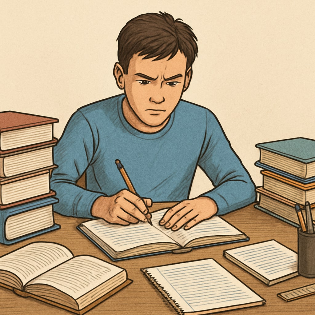 A student contemplating educational choices after A-Level exam failure.