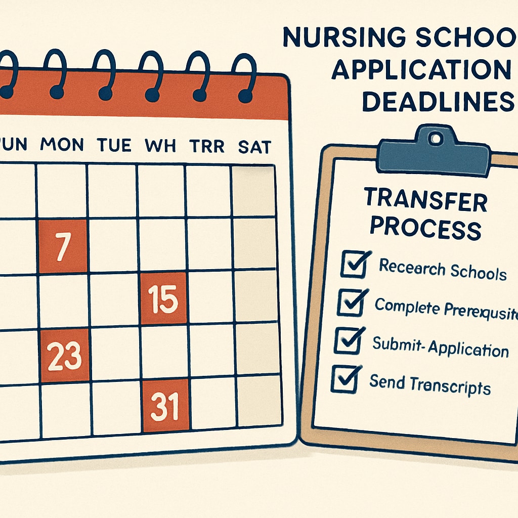 Calendar and checklist for nursing school application deadlines