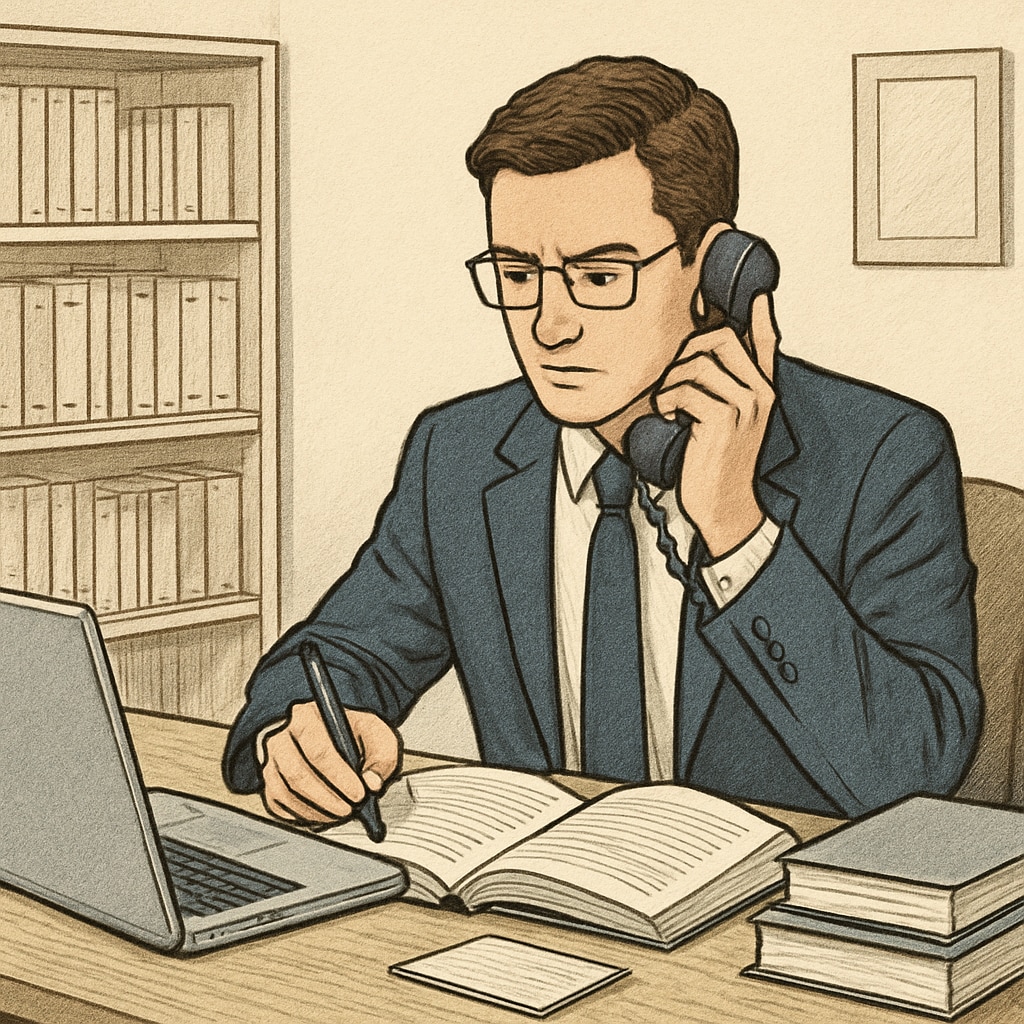 A professional balancing work and studies, sitting at a desk with a laptop and books. A person multitasking between work and education, representing time management.