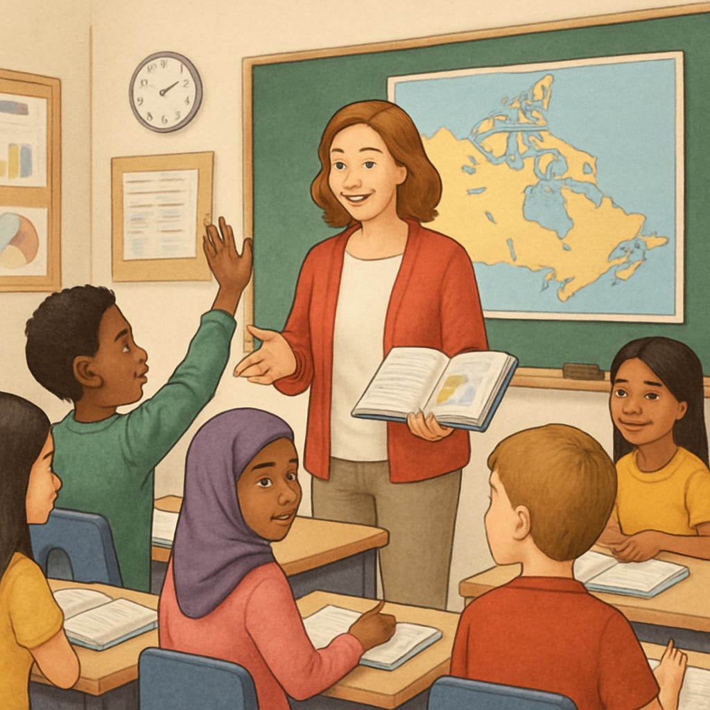 Canadian classroom with teacher and students - resume help for educators