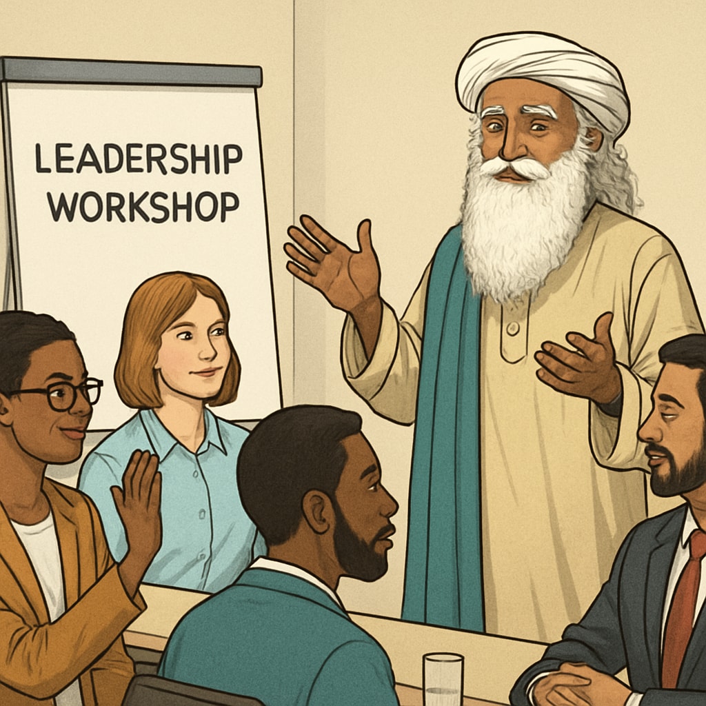 Sadhguru teaching leadership and communication in a workshop