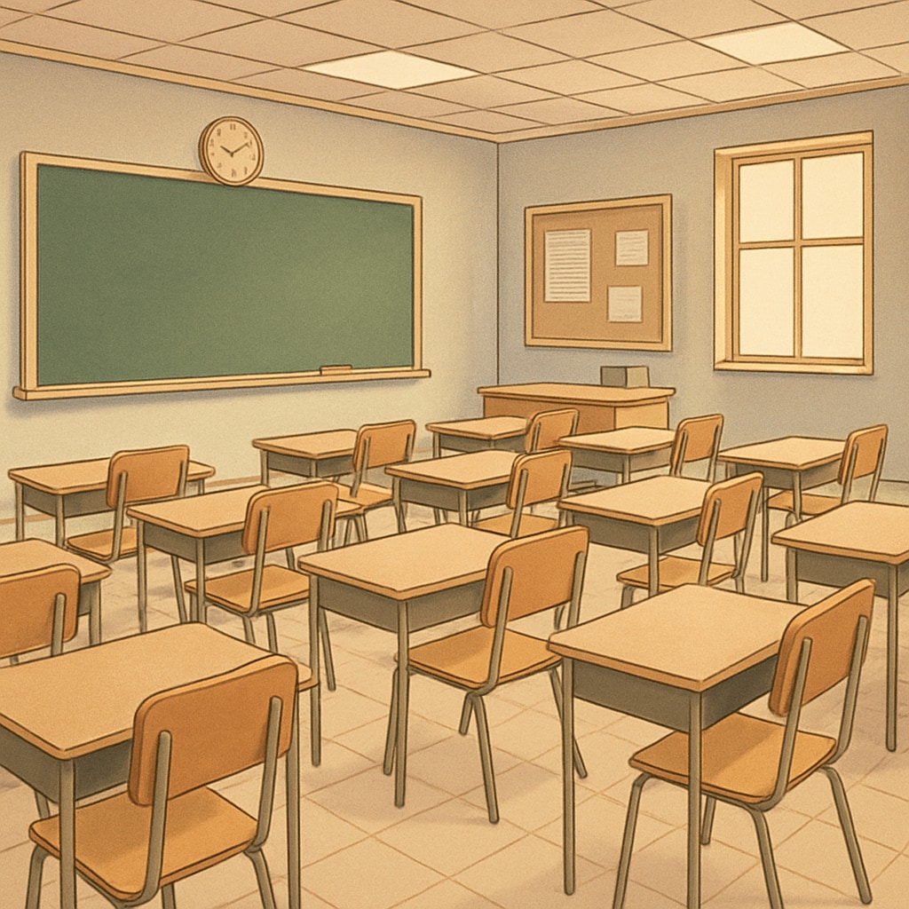 Empty classroom desks, symbolizing the impact of teacher shortages due to restrictive policies.