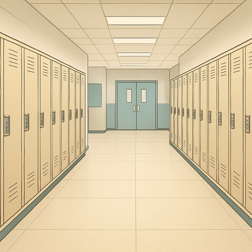 A school hallway with empty lockers, suggesting absenteeism or exclusion. This image represents the potential negative impact of over-enforced attendance rules. Empty school hallway lockers, symbolizing absenteeism or exclusion due to attendance policies.