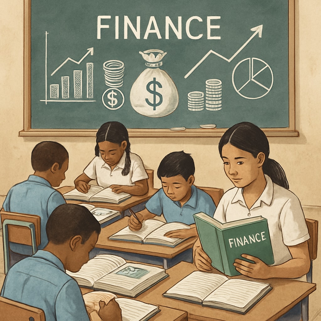Financial students in a developing country engaging in classroom study.