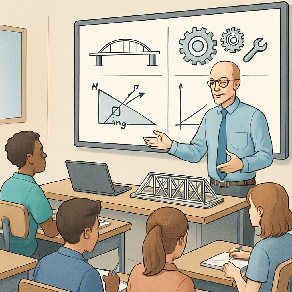 Teacher explaining engineering concepts in an educational setting