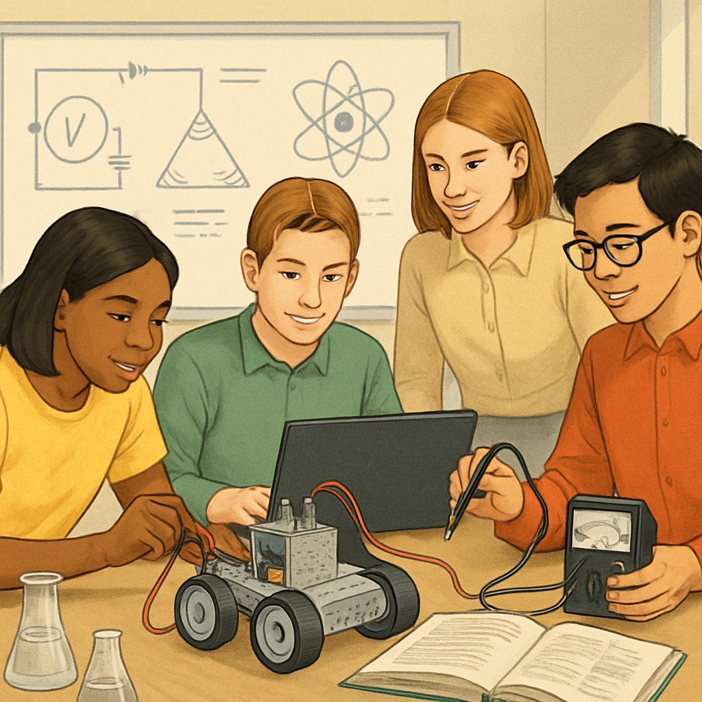 Students working on STEM projects that combine academics and career skills.