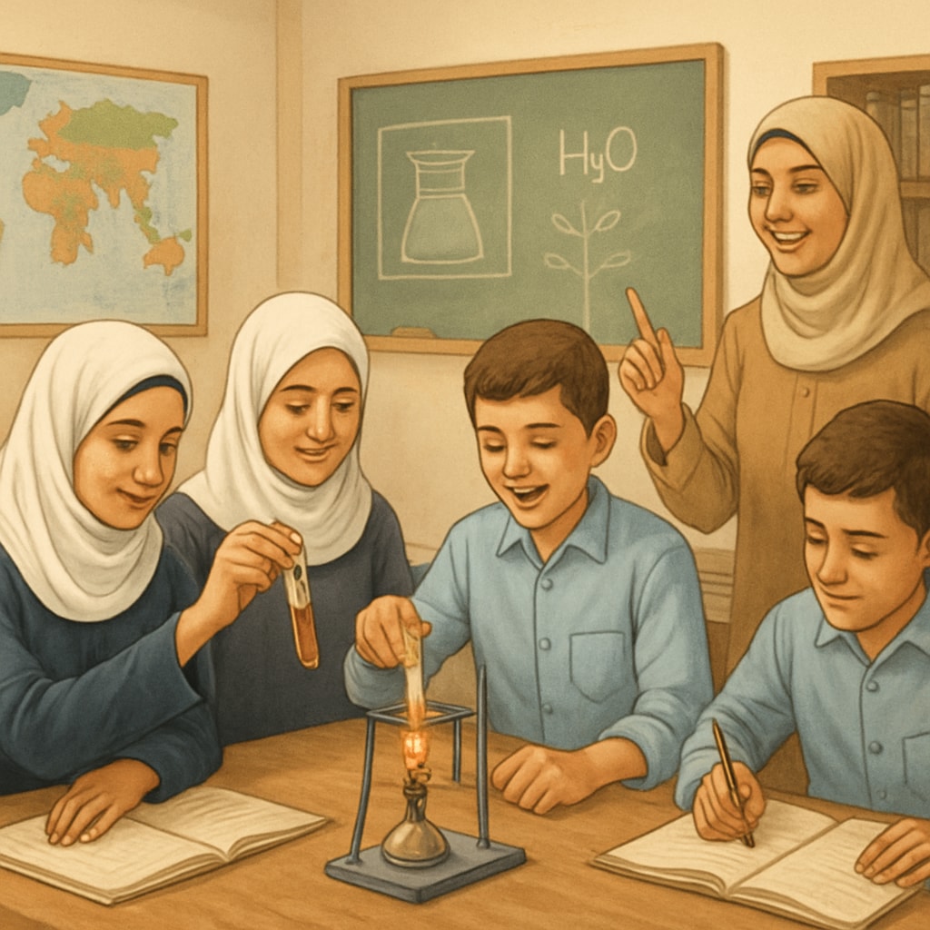 Gaza classroom science experiment, education hope