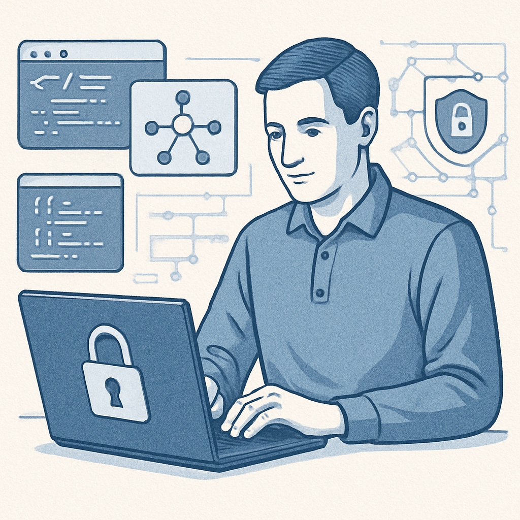 A cybersecurity professional using advanced tools, illustrating skills development in cybersecurity careers.