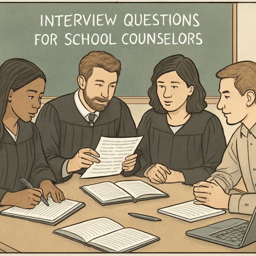 Graduate students preparing interview questions for school counselors.