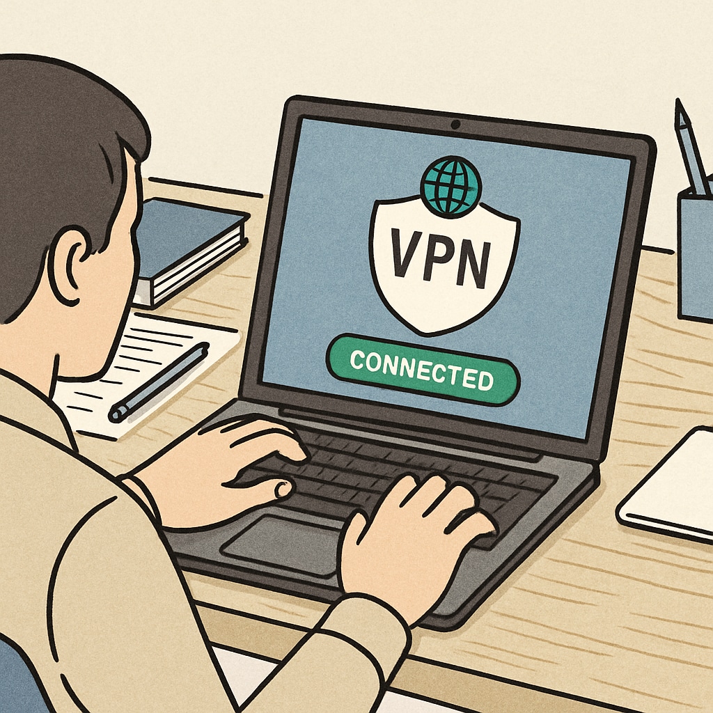 VPN interface on a laptop, highlighting privacy concerns under the UK age verification law.