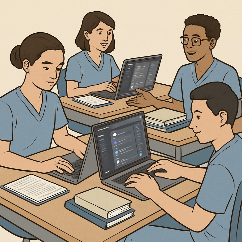Nursing students collaborating using Discord for study groups.