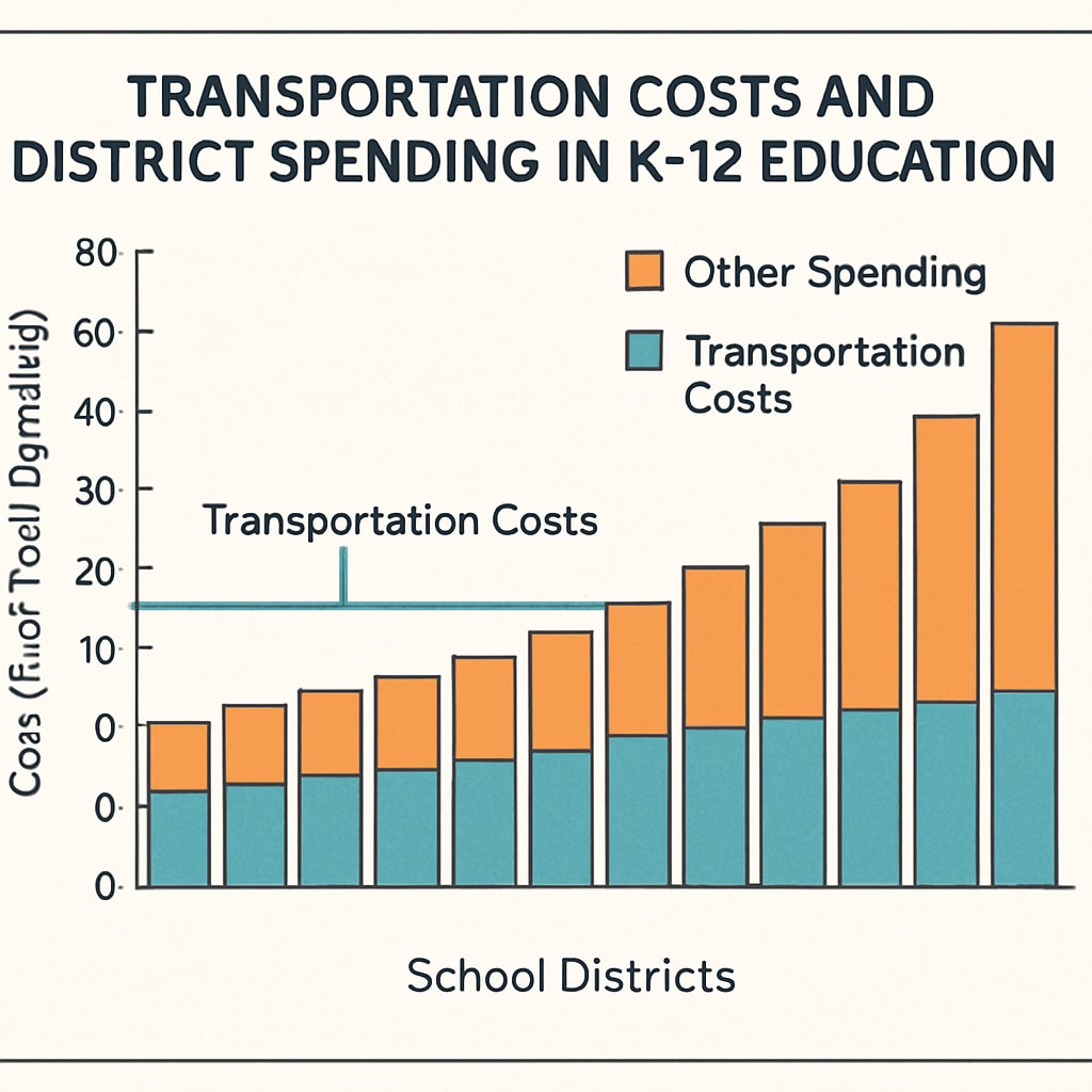 Chart showing transportation costs' impact on K-12 district budgets and per-pupil spending.