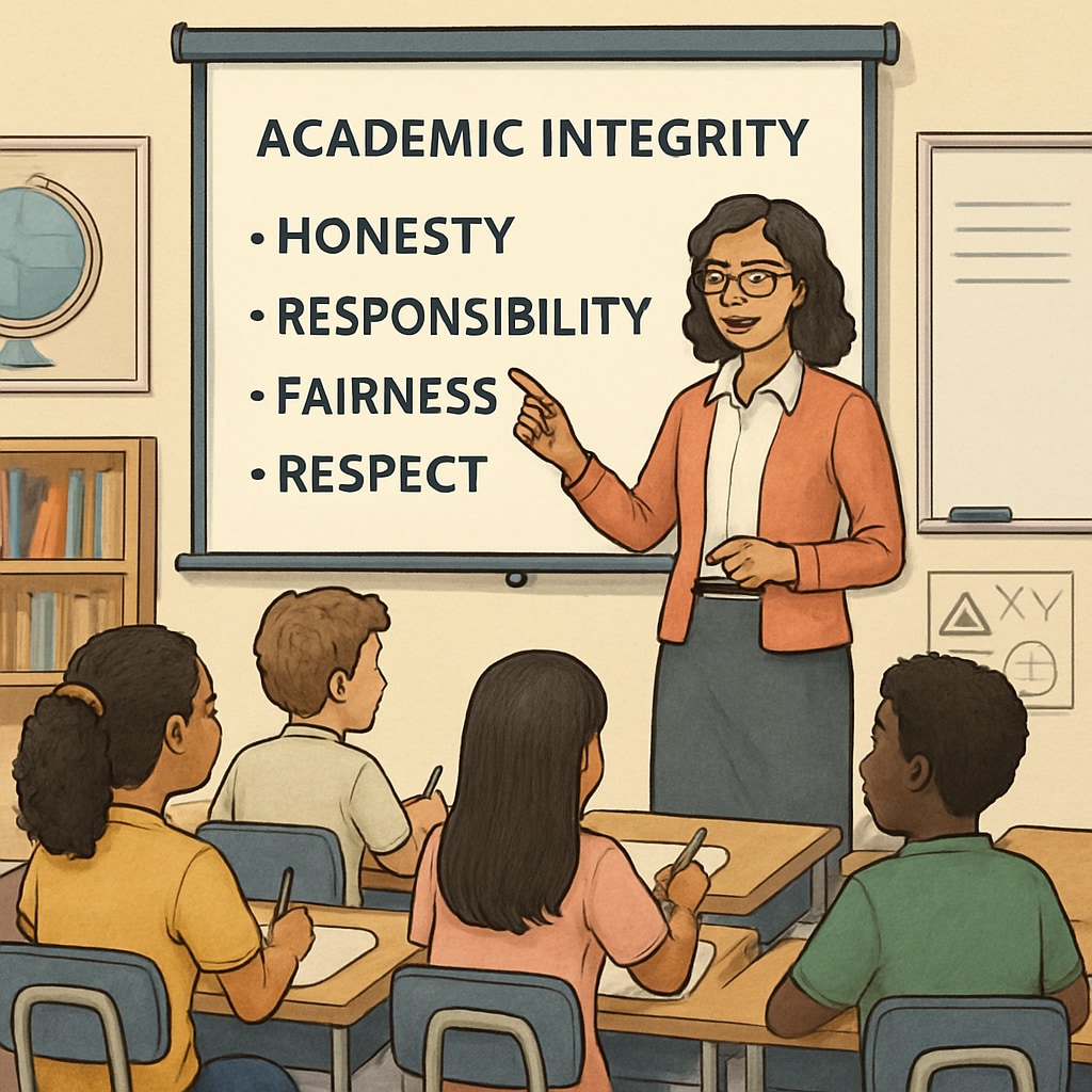 Educator explaining academic integrity to prevent false accusations.