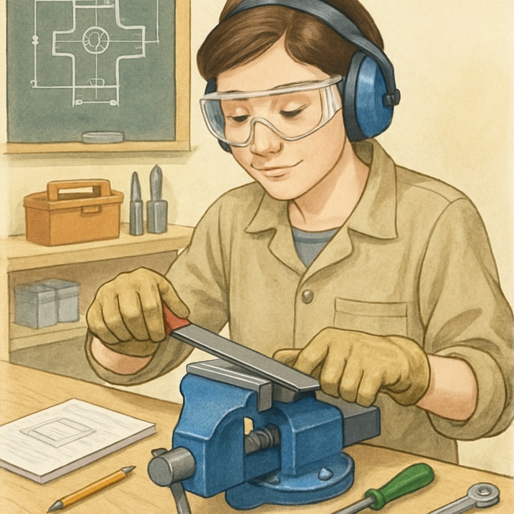 A young adult engaged in vocational training, demonstrating an alternative path to career success. A student receiving hands-on training as part of their vocational education program.