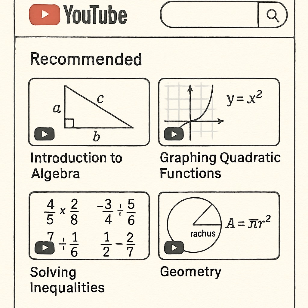 YouTube platform displaying math learning videos