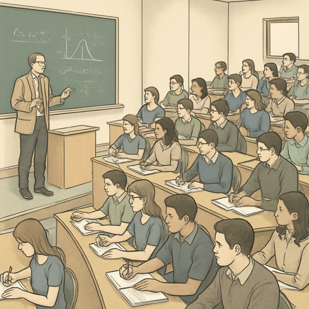 A lecture hall filled with students, symbolizing an academic setting. Lecture hall experience at Ivy League schools, showcasing education quality.