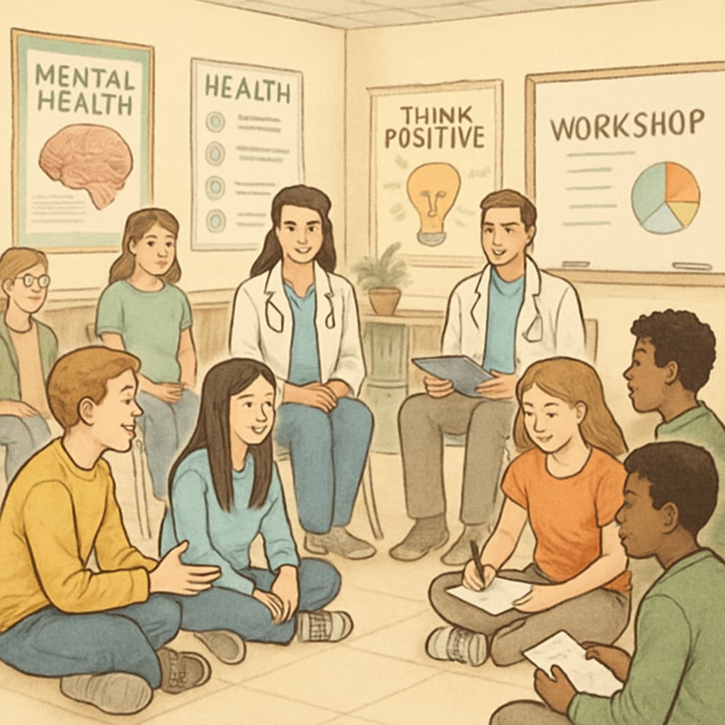 High school students in a workshop on mental health led by medical students.