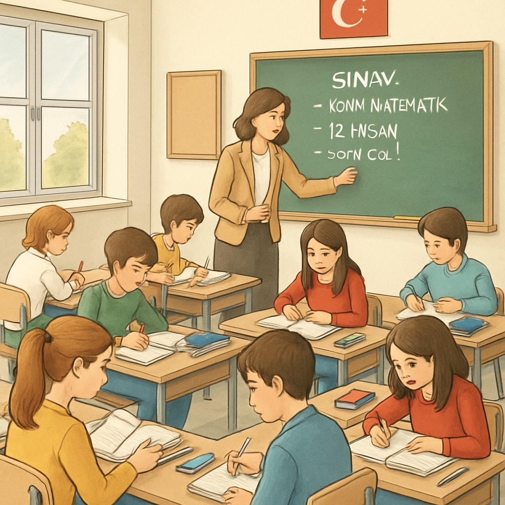 Students in Turkey preparing for exams, highlighting the exam-driven education system.