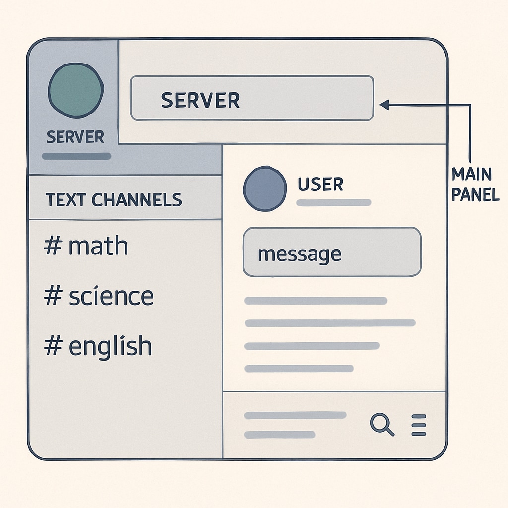 Discord platform with organized subject channels for a learning group.