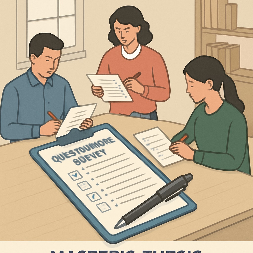 A questionnaire survey being filled out by participants, representing the data collection process for the master's thesis. Participants filling out a questionnaire survey for a master's thesis on short video tourism decisions.