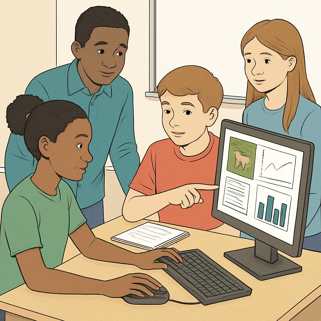 Students engaging with wildlife data on Zooniverse platform in a STEM activity.