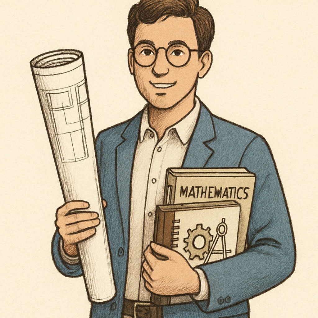 A university student holding blueprints in one hand and teaching materials in the other, symbolizing the combination of education and engineering. Student with blueprints and teaching materials, representing education and engineering dual degrees.