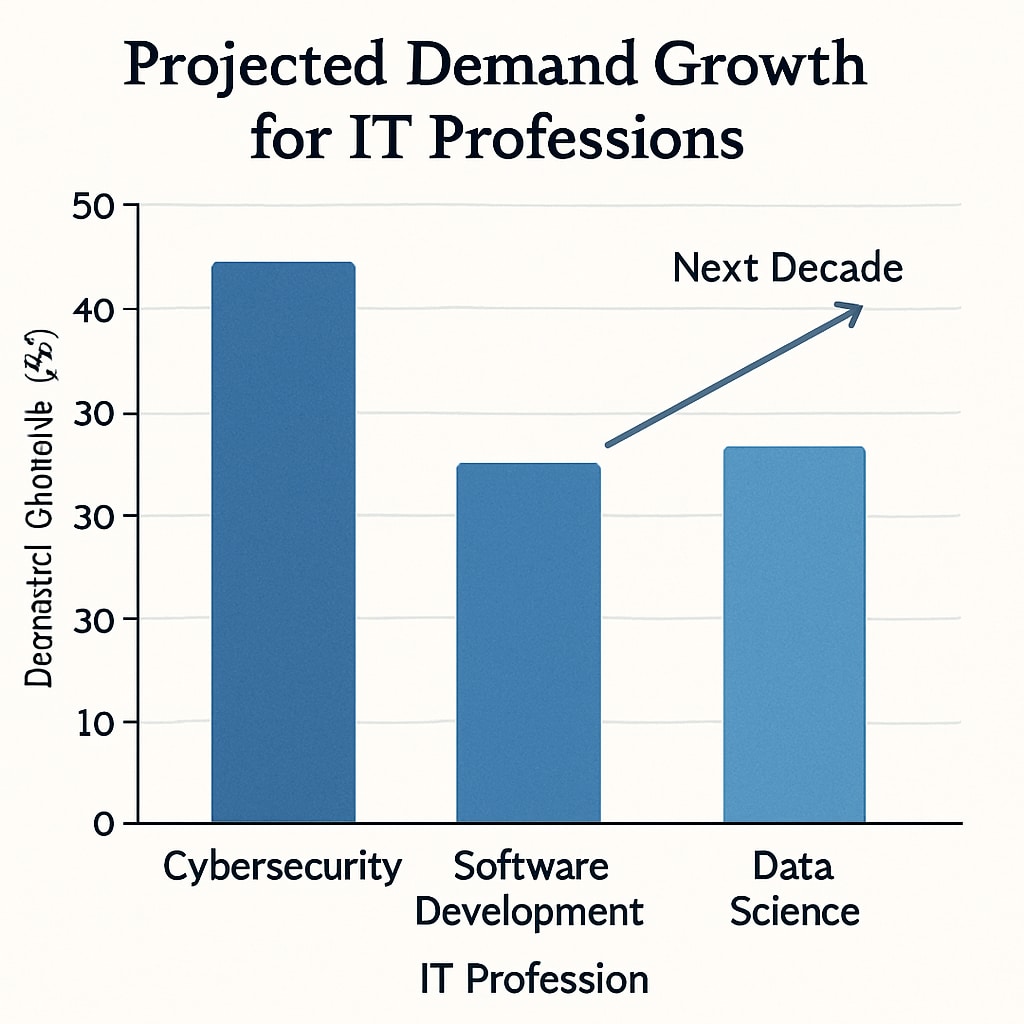 IT profession demand growth chart over the next decade