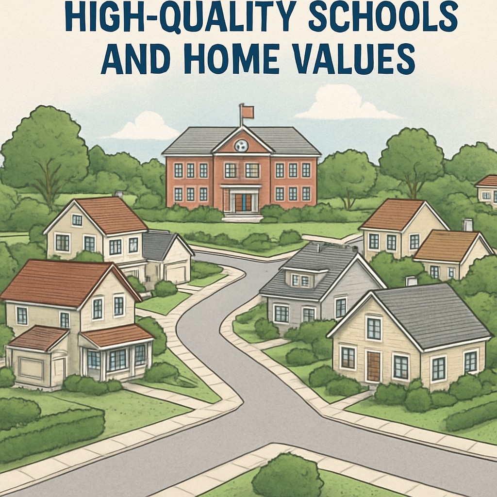 Image of a suburban neighborhood showing the impact of top school districts on home values.