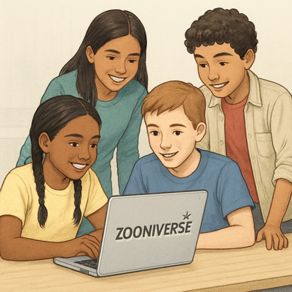 Students engaged in a Zooniverse citizen science project