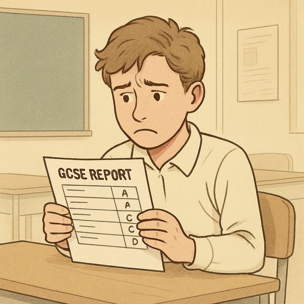 Student experiencing self-esteem impact due to GCSE results.