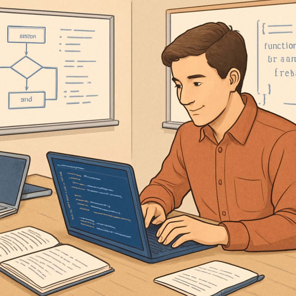 A student working on a coding project in a collaborative workspace, symbolizing hands-on IT experience. Student gaining practical coding experience for IT career.