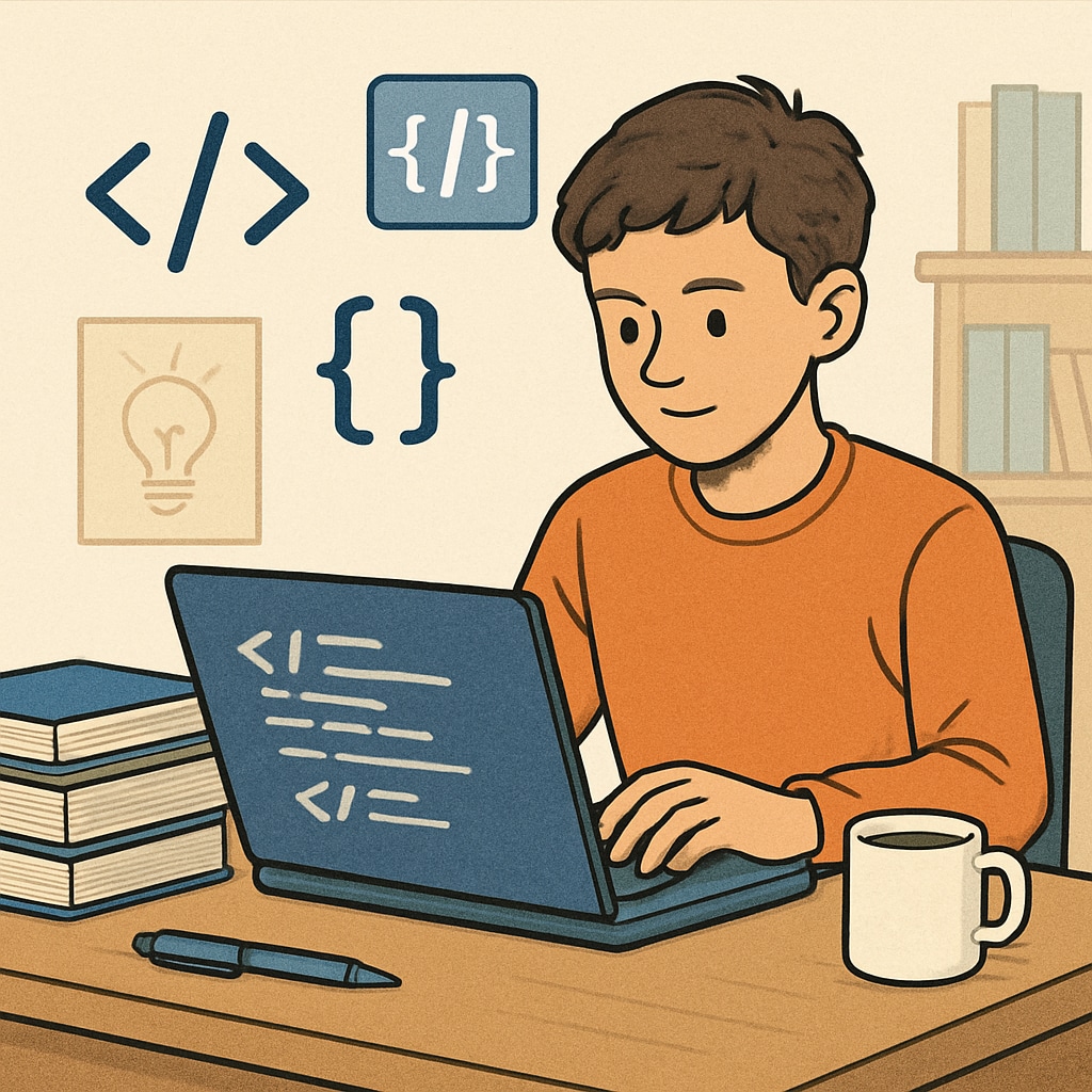 A teenager programming on a laptop, illustrating their passion for coding. Teenager programming on a laptop, related to teen motivation and learning strategies.