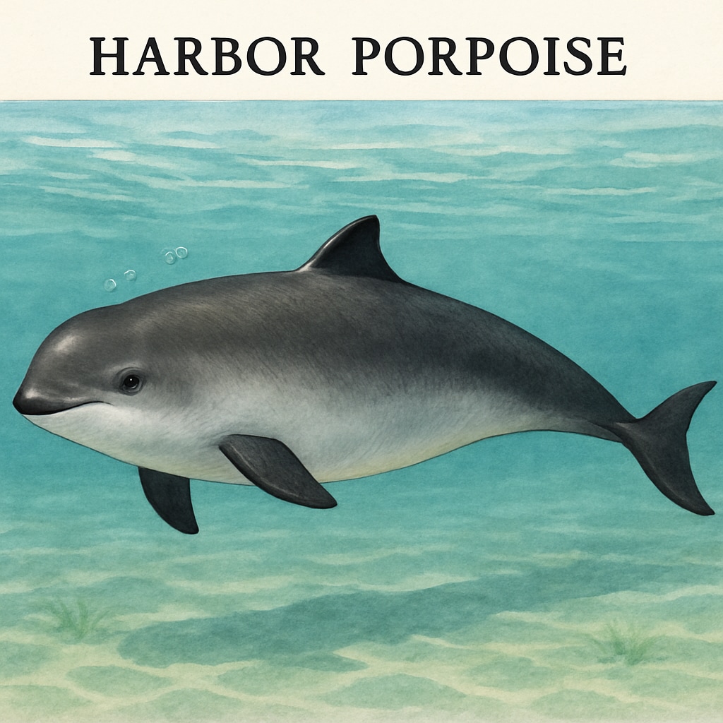Harbor porpoise swimming in coastal waters, highlighting species characteristics.