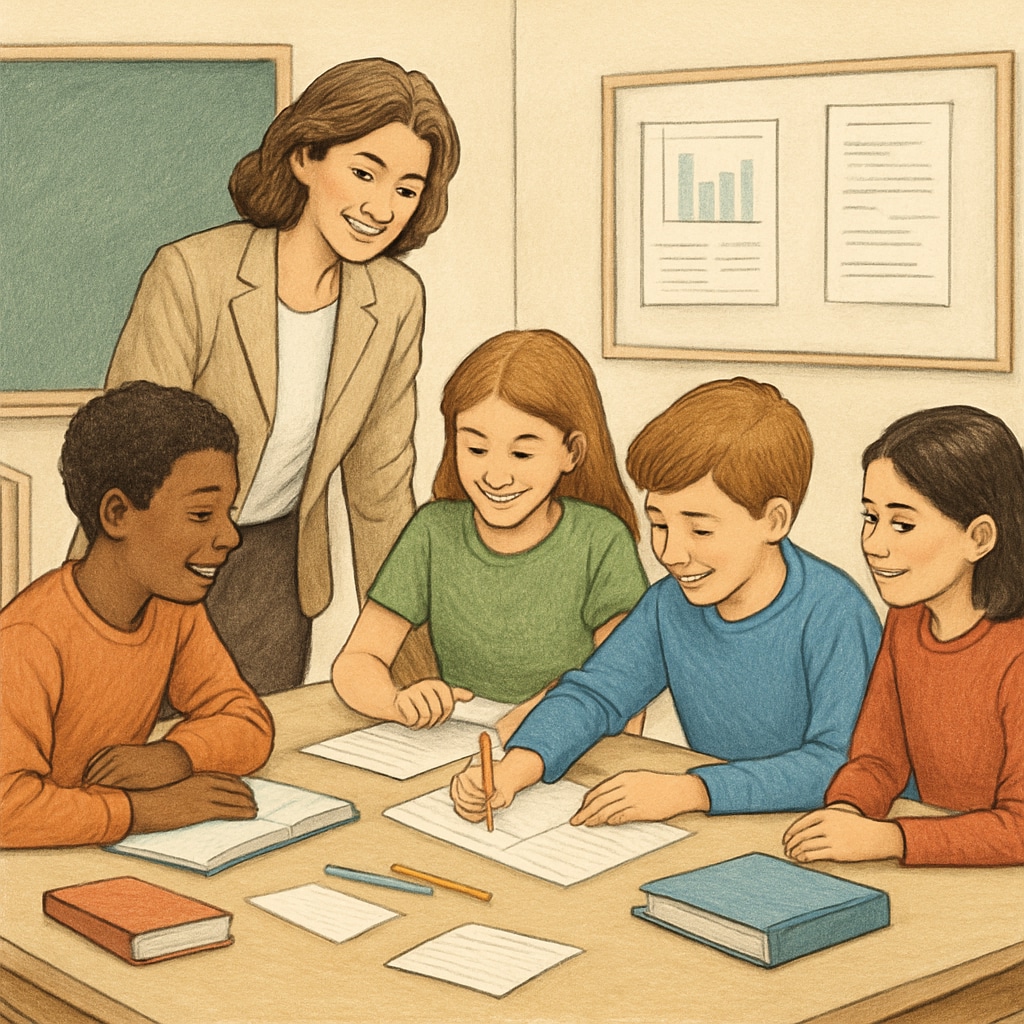 Students collaborating in a classroom to illustrate effective learning methods.