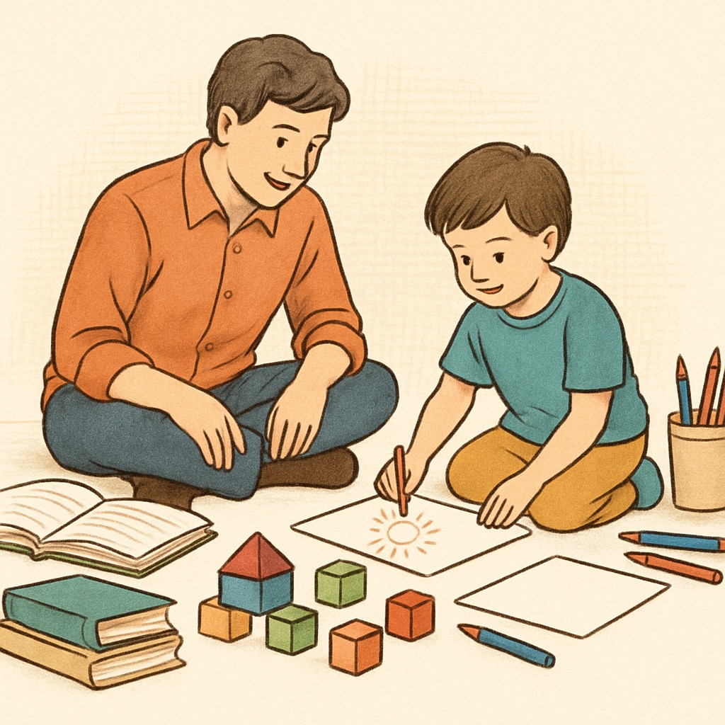Parent and child engaging in play, a healthy alternative to early academic stress.