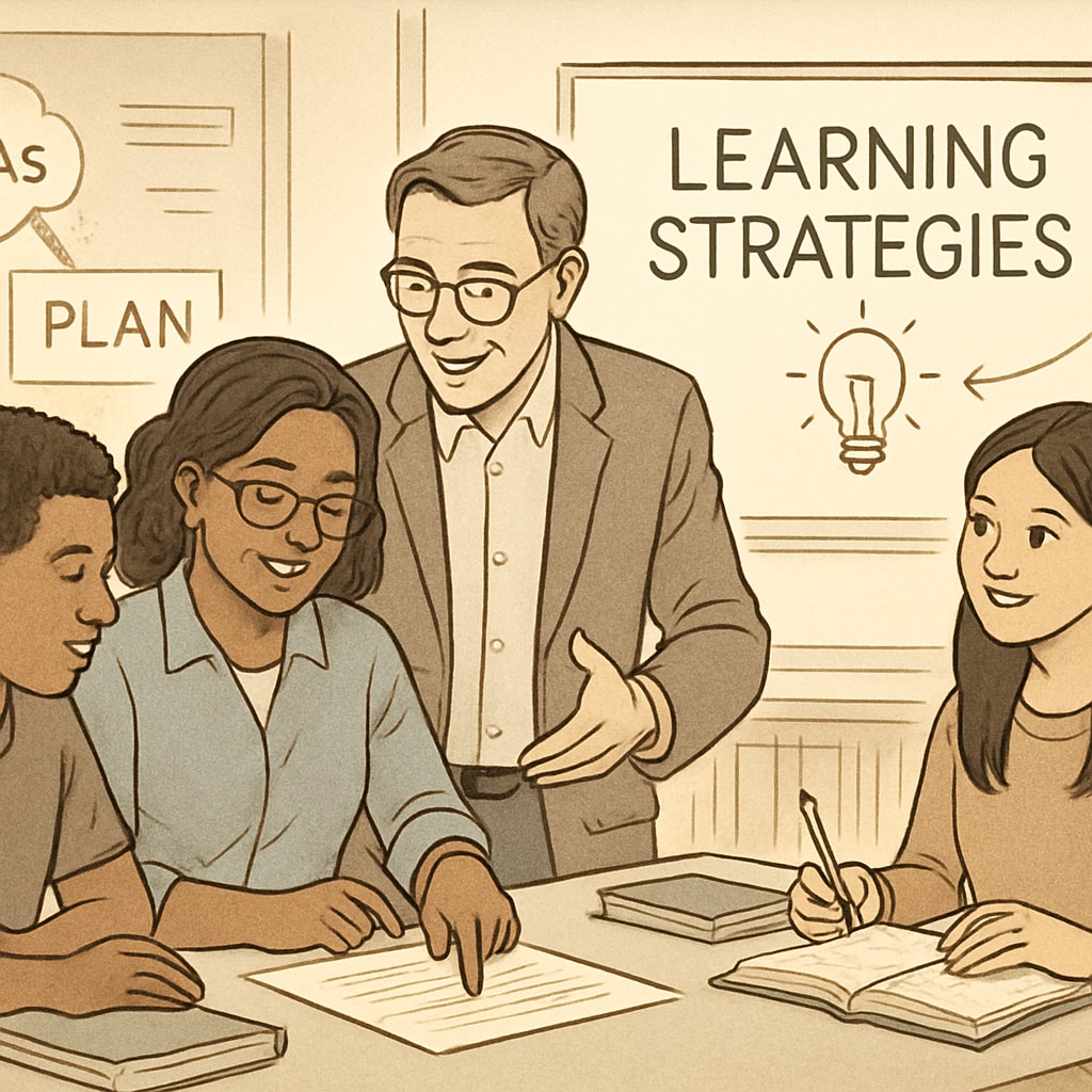 A diverse group of students and educators collaborating on learning strategies in a classroom setting. Students and educators working together on effective K12 learning strategies.