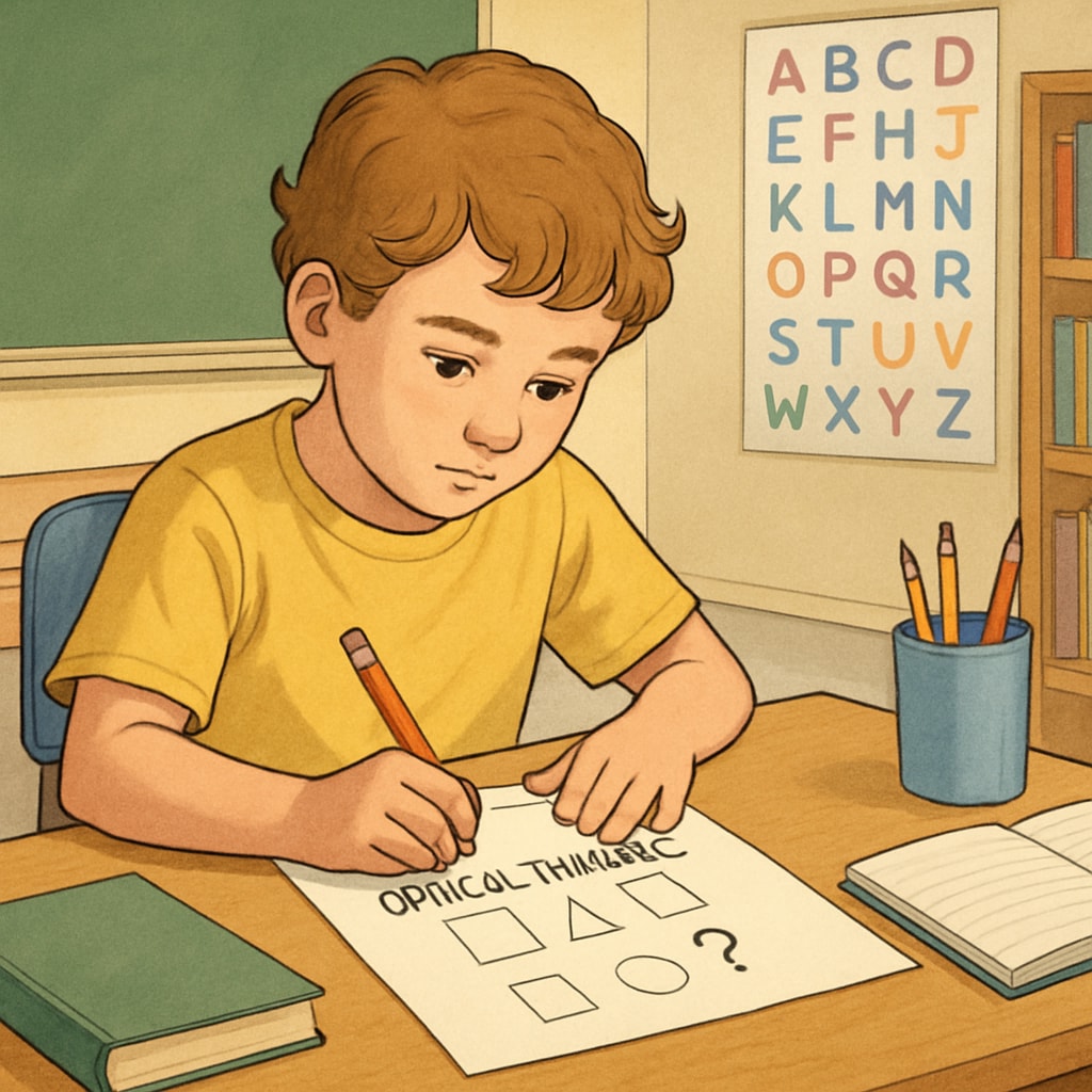Child engaging in a critical thinking exercise without heavy reliance on technology.