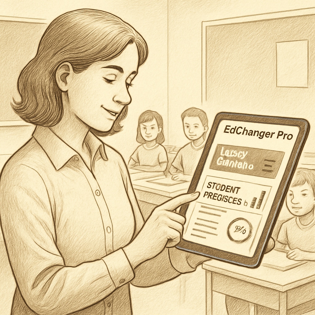 Teacher using EdChanger Pro for lesson planning and tracking student progress