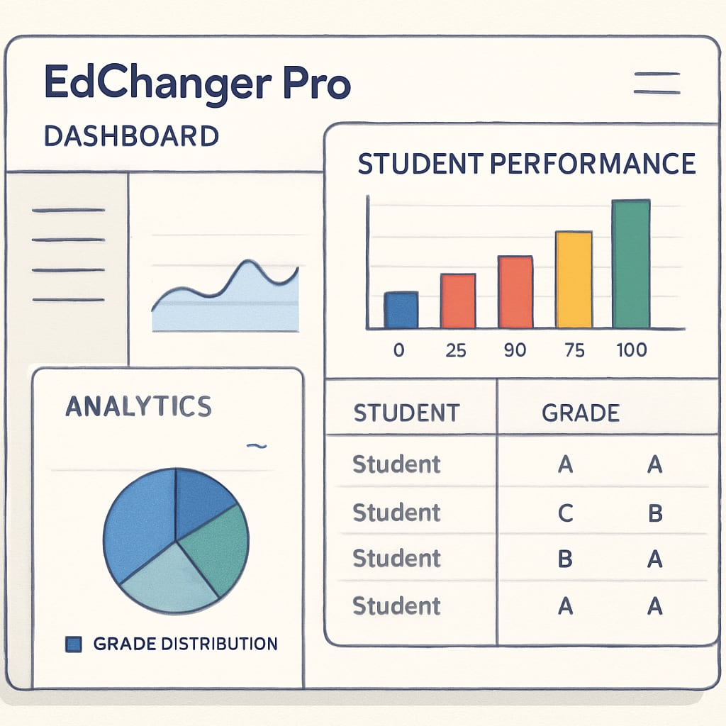 EdChanger Pro dashboard showing student performance analytics