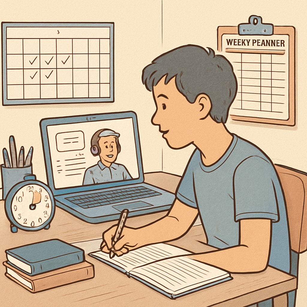 ADHD student completing online course for high school credit recovery.