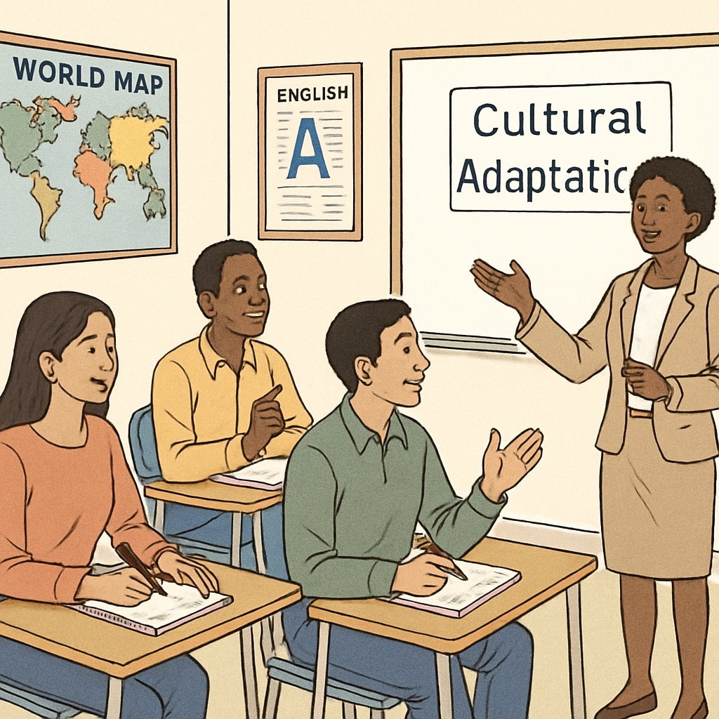 A group of adult international students attending a cultural adaptation workshop in a classroom setting. Cultural adaptation workshop for adult international students.