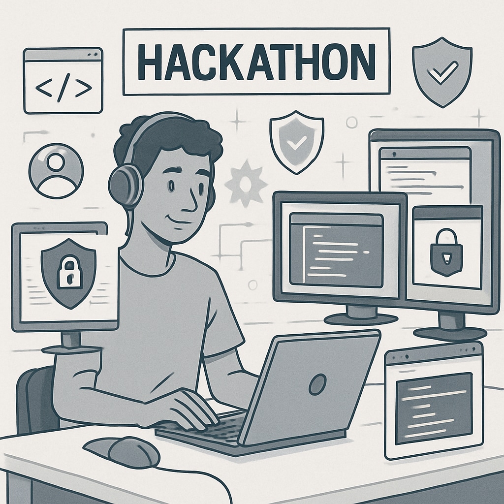 An aspiring cybersecurity professional participating in a hackathon, emphasizing hands-on experience as a key factor in employability. Cybersecurity enthusiast participating in a hackathon to gain experience.