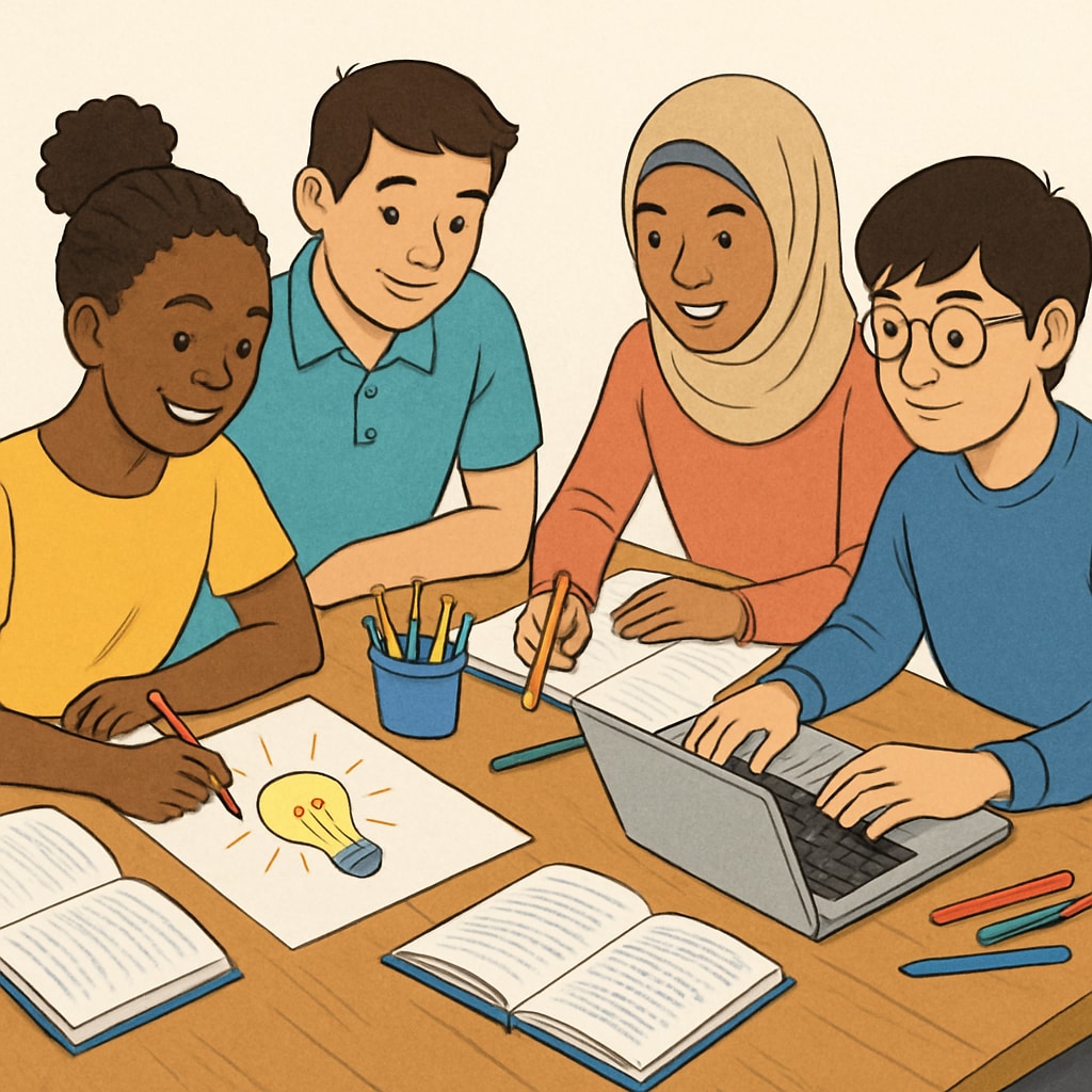 Diverse students working together on a creative project, highlighting ADHD inclusion in gifted programs.