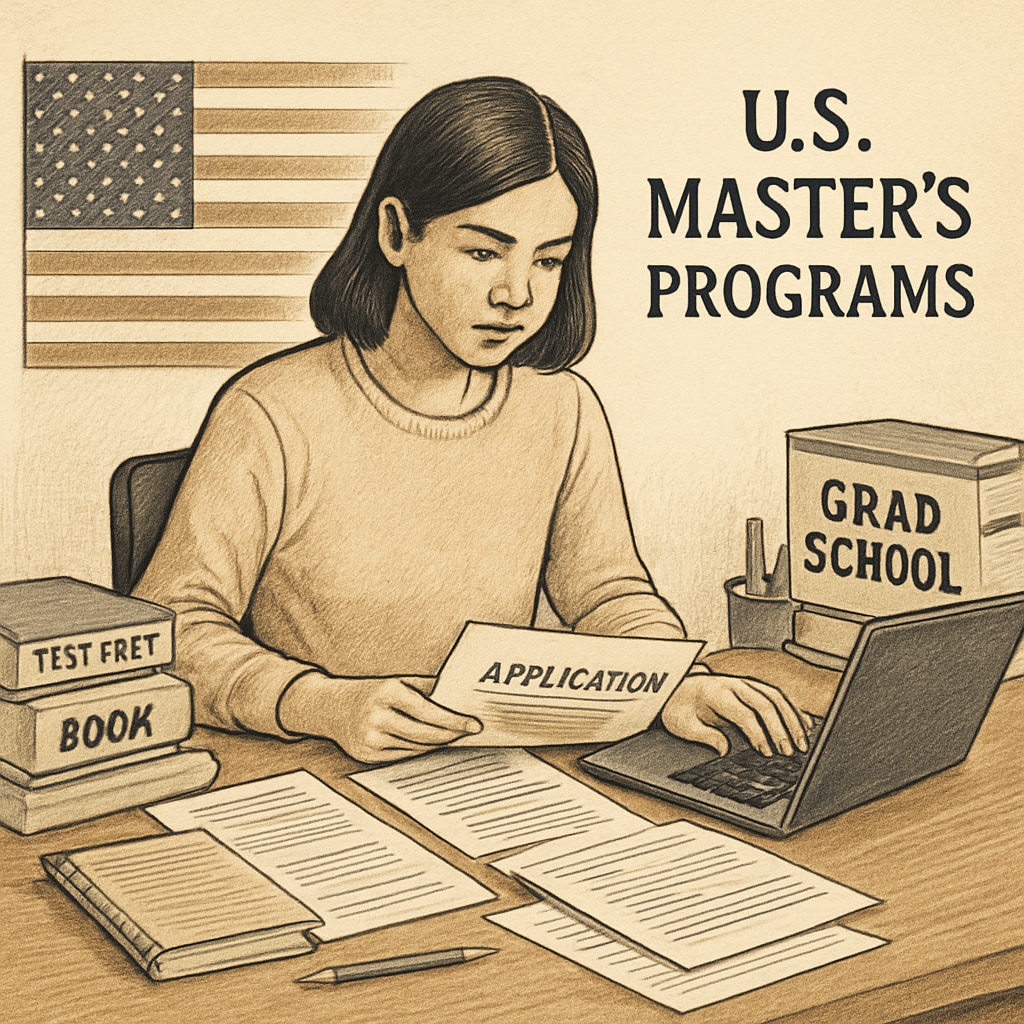 Student working on U.S. master’s program application.