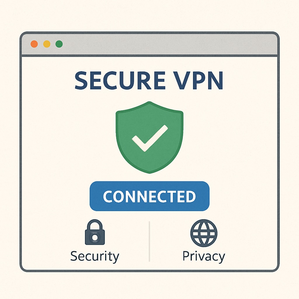 Secure VPN interface showcasing privacy and security features.