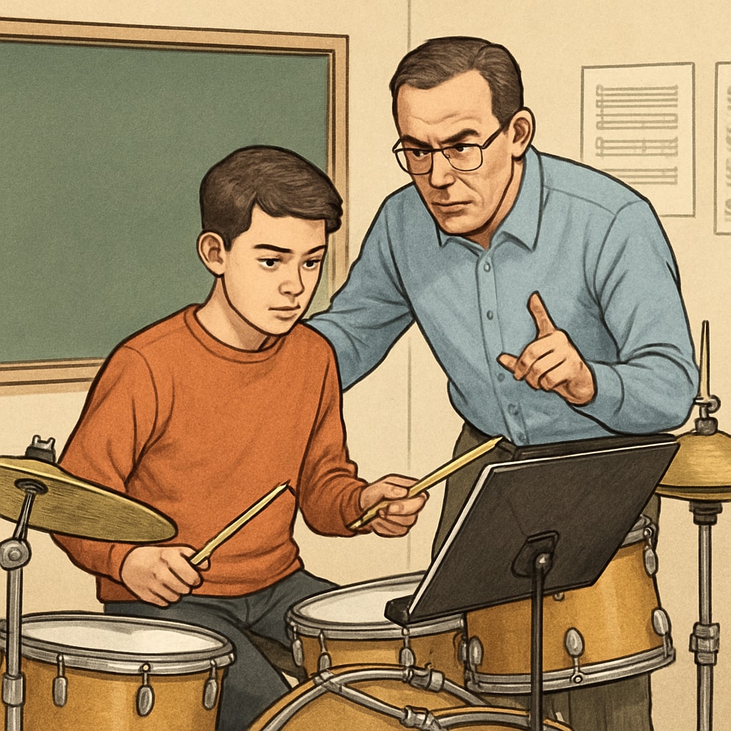 A scene from Intense drum practice session from