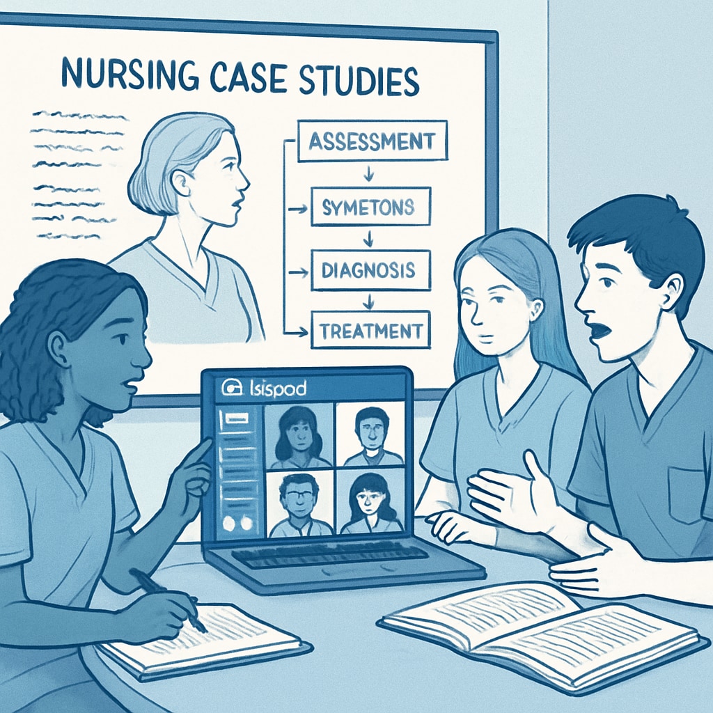 Nursing students on a Discord video call sharing case study notes.
