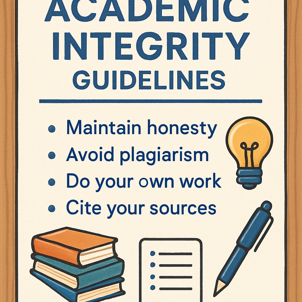 A school board or poster with Academic Integrity Guidelines displayed on a school board to highlight transparency.