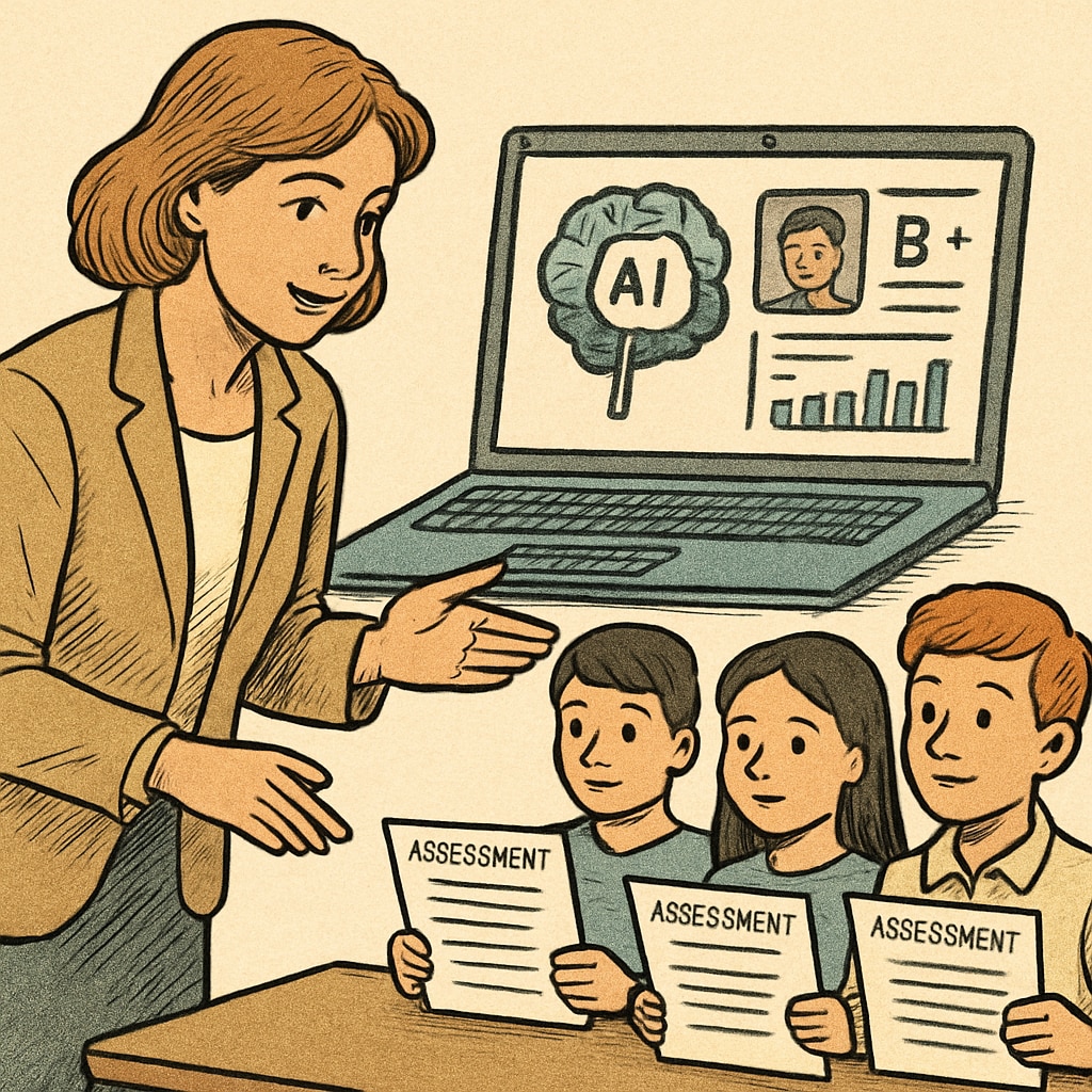AI-driven education assessment tools used by teachers and students for personalized learning.