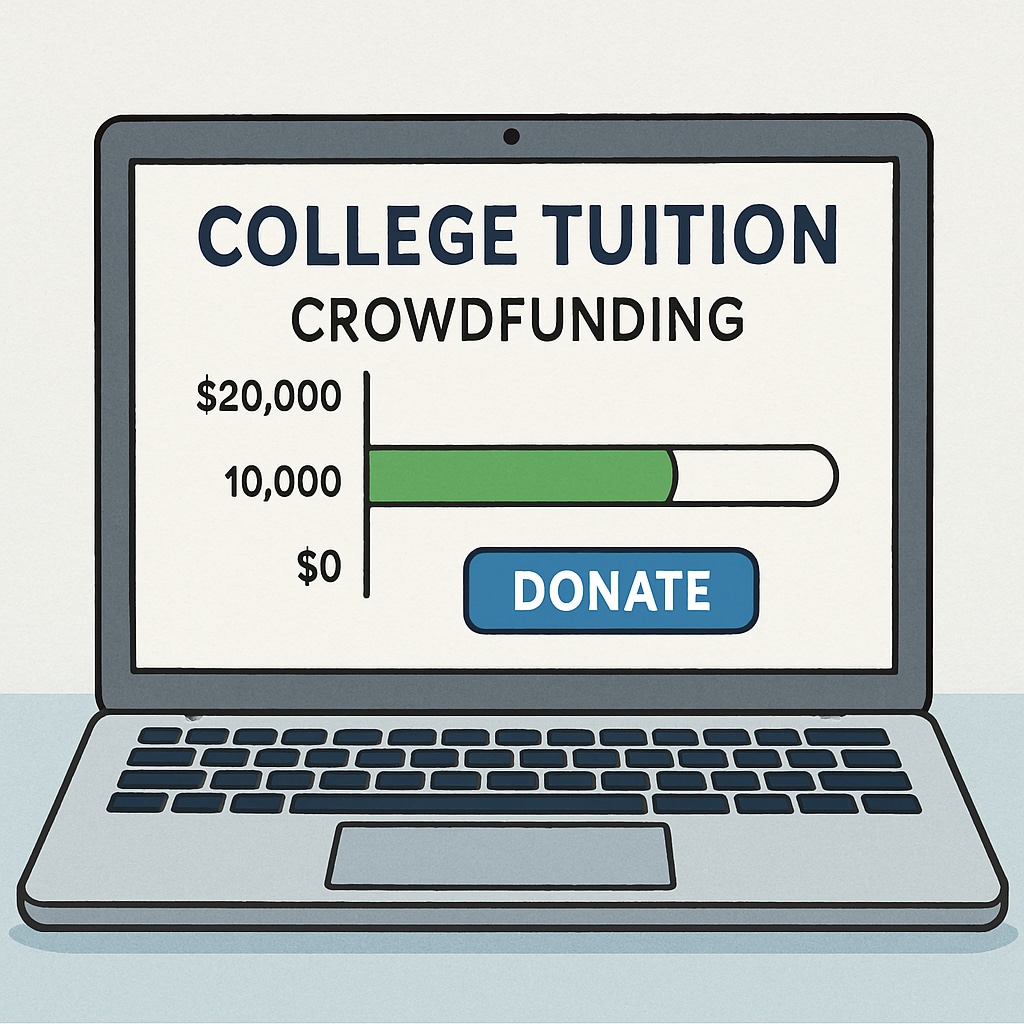 Crowdfunding page for a student’s tuition fundraising campaign with visible progress.